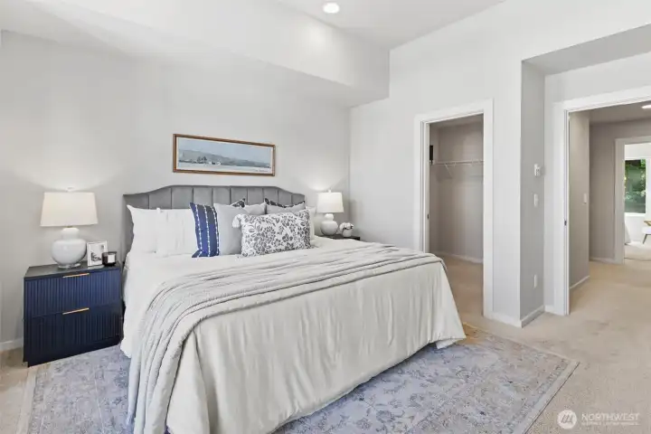 Spacious primary retreat designed for comfort with room for a king-sized bed and additional seating area. Spacious primary retreat designed for comfort with room for a king-sized bed and additional seating area.
