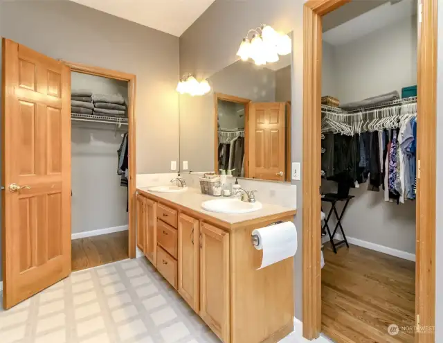 Primary bathroom features 2 separate closets.