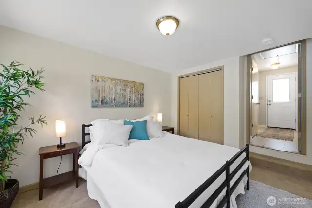 Nice size closet and access to adjacent half bath. This room has a nice degree of privacy.