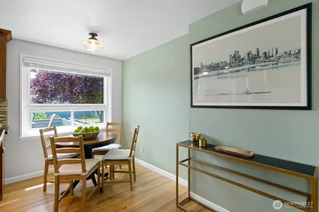 Wonderful outlook to the back yard from the dining area. All windows are double pane.