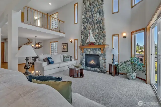 Living room showing loft space
