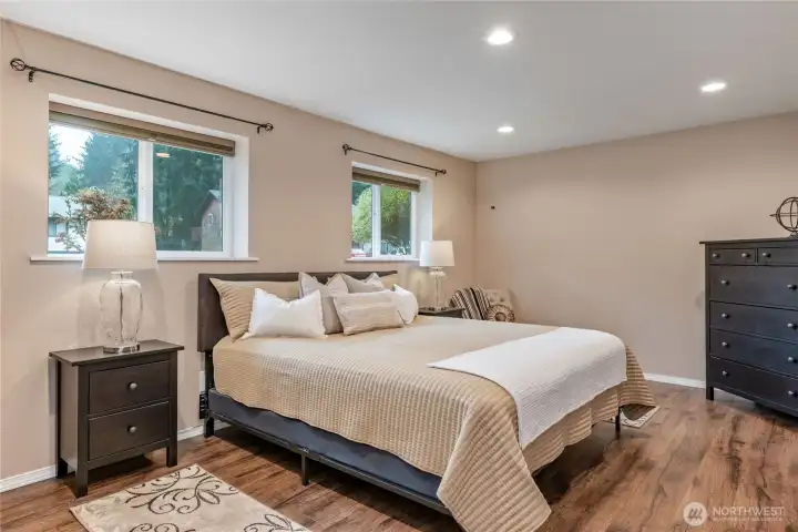 Primary bedroom, yes thats a king size bed