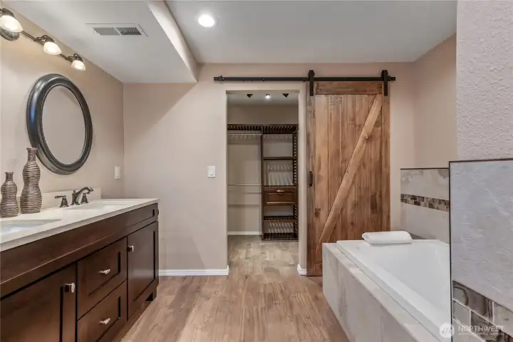 Primary bath with full shower and soaking tub