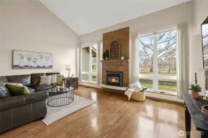 Vaulted ceilings offer an open and spacious feel.