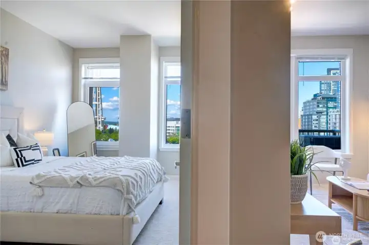 Large bedroom. Both living rooms and bedroom have spectacular light!