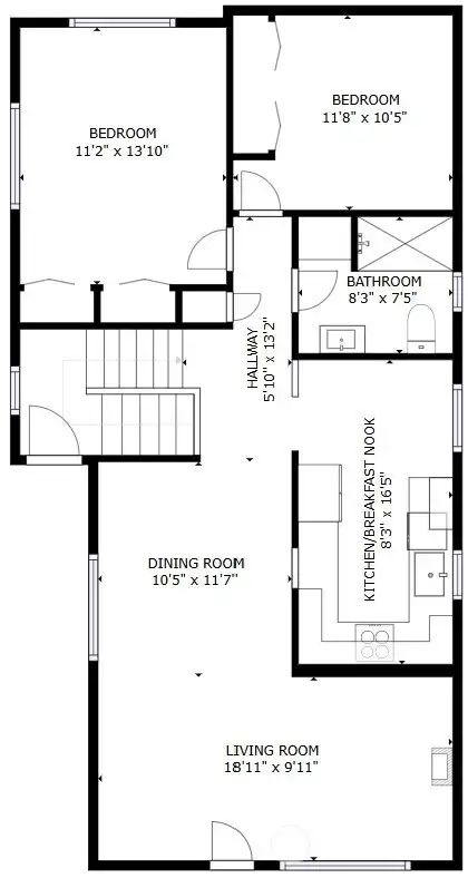 Upper floor plan - dimensions are approximate