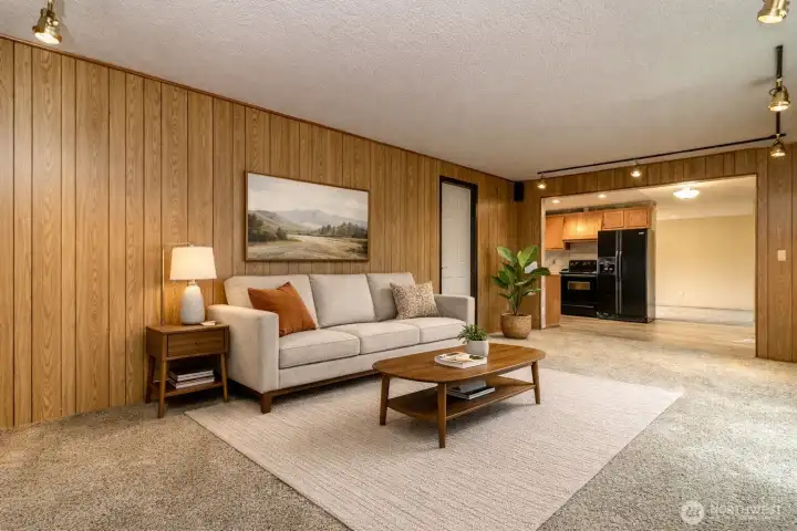 Family room, virtually staged