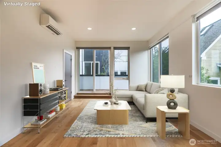 All blinds throughout the home are motorized.