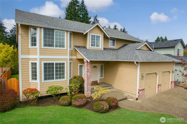 Virtual staged front lawn-yard been cleaned and seed recently