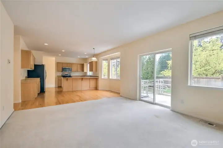 Family room to kitchen view