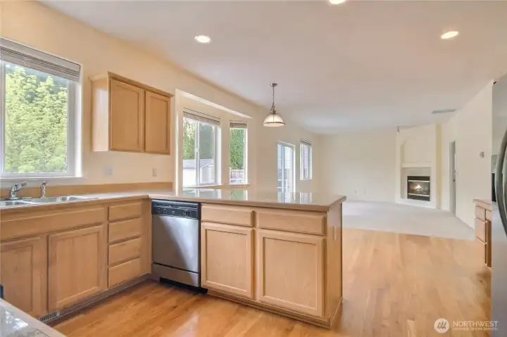 Kitchen to family room view