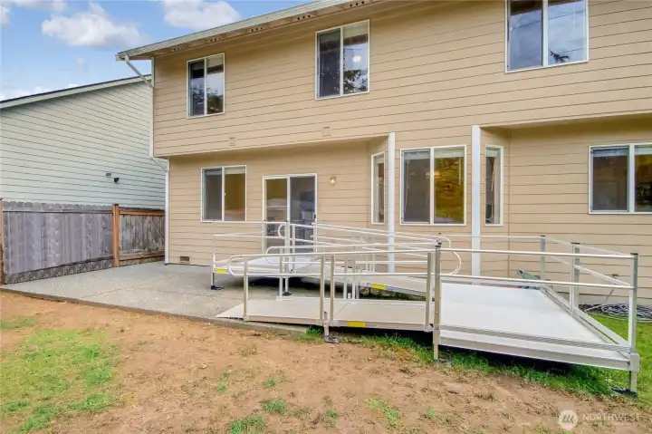 Ramp installed and connect to the family room slider