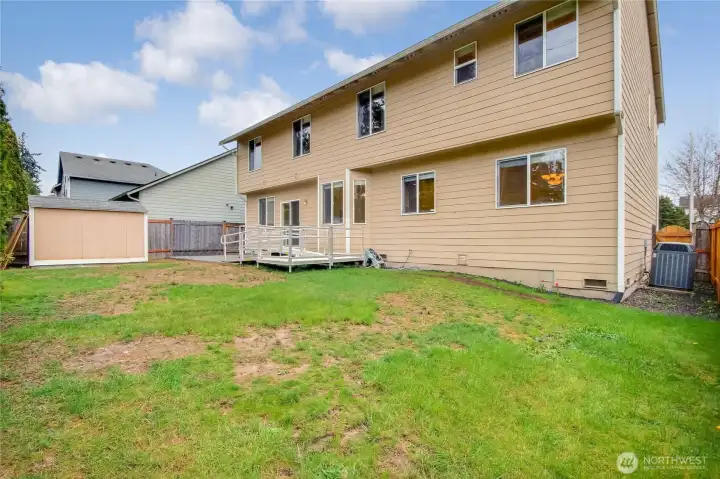 Spacious backyard been seeded recently