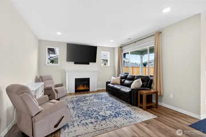 Cozy gas fireplace creates comfortable living space