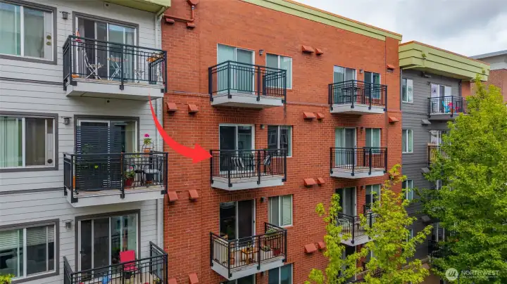 Only foot and bike traffic below your private balcony. Only foot and bike traffic below your private balcony.