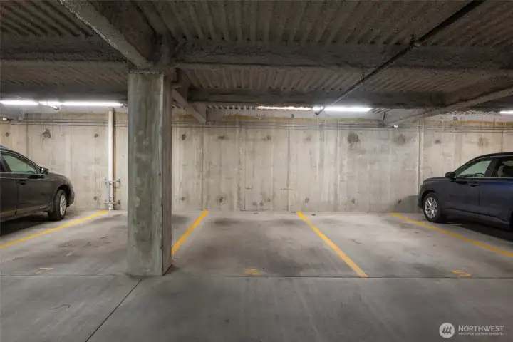 Assigned parking spot is #L6 in the lower garage. Take the elevator or stairs from the garage to unit level. Assigned parking spot is #L6 in the lower garage. Take the elevator or stairs from the garage to unit level.