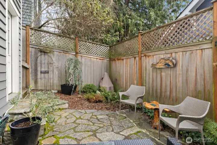 Another view of the patio area and its thoughtful landscaping