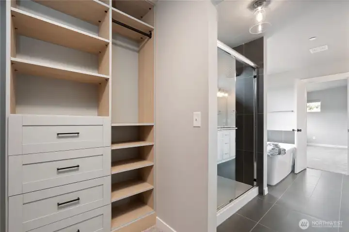 Master shower and custom organizer