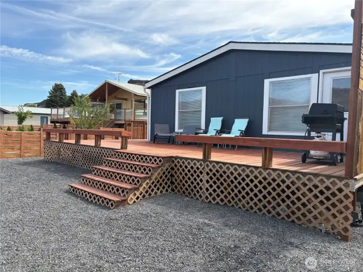 Back of the home, large deck for entertaining