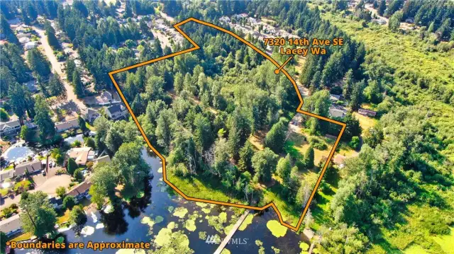 Aerial view showing approximate boundaries.  Make sure to view the linked drone video!