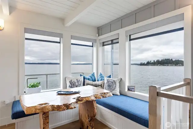 Ever-changing views are enjoyed from this lovely eating nook.