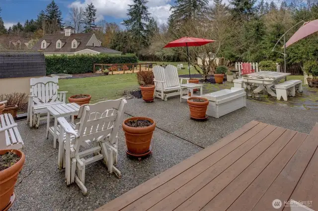 large patio with multiple seating areas - perfect for entertaining and dining al fresco