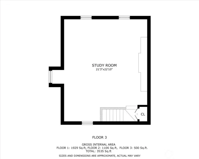 Loft area on the 3rd floor - flex space use as office, media room / bonus room