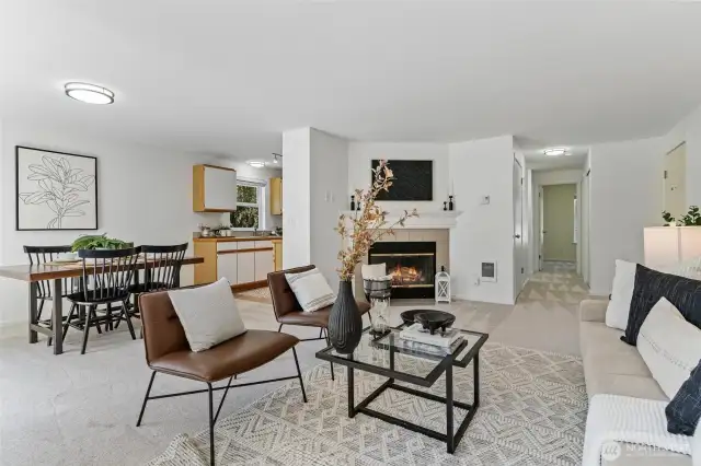 Dining room and living room open