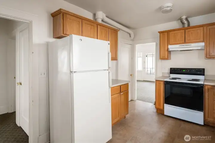 Just off of the dining room.