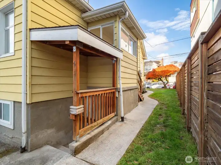 Access the home or the apartment from the side breezeway.