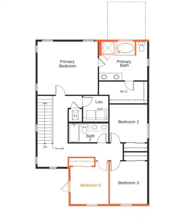 photo of upper-level layout