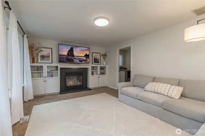 Family room connects to the laundry room