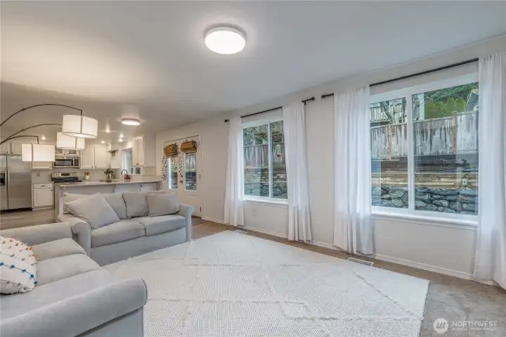 Family room overlooks the back patio