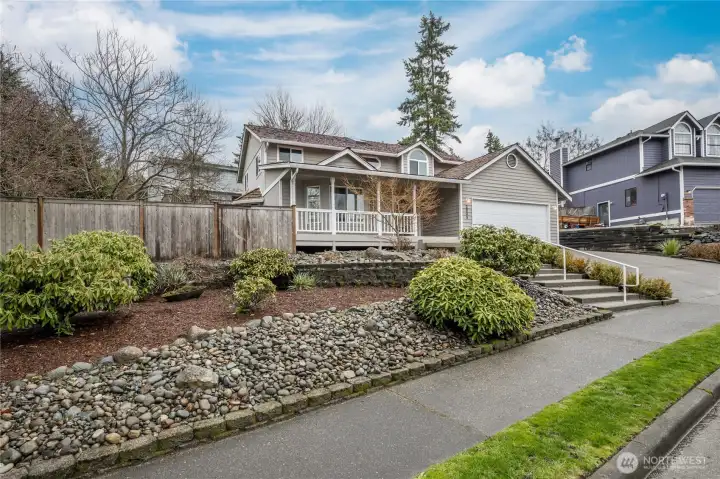 Wide lot with well-maintained landscaping