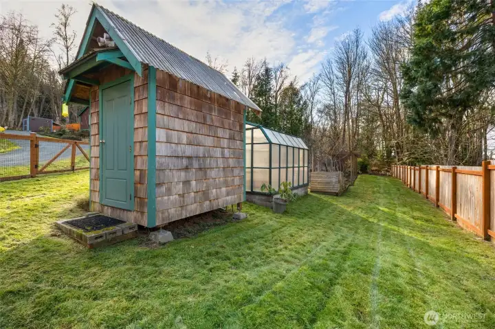 Greenhouse and garden shed