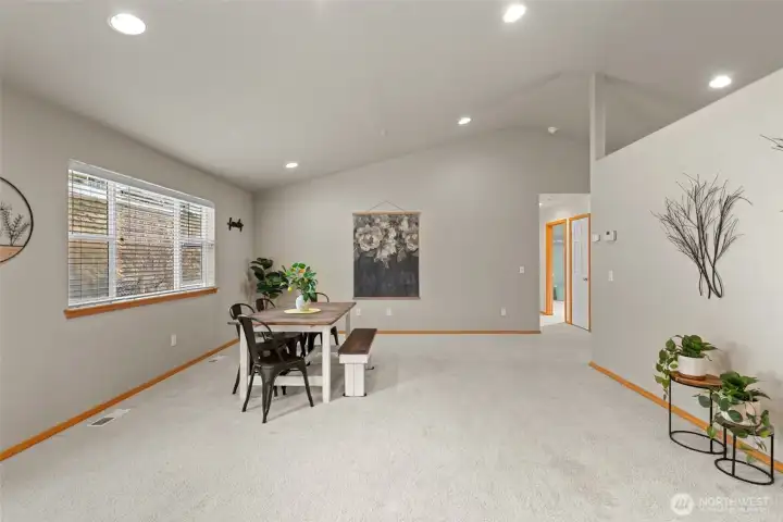 Looking from kitchen back toward dining area