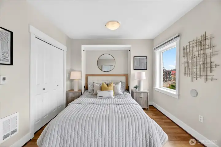 Murphy Bed can be raised for more space