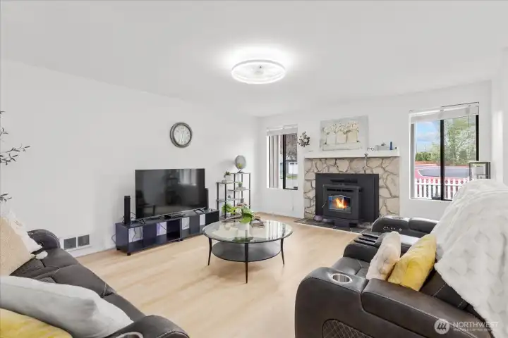 Find a spot to relax by the fire.