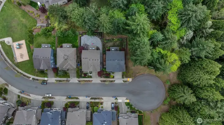 Aerial view of the house location (top right)