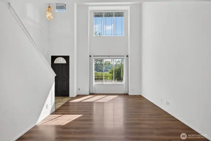 Huge vaulted ceilings in living room