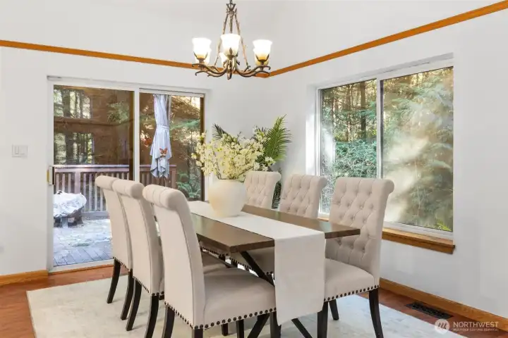 Dining Room with Sliding Glass Door to Back Deck