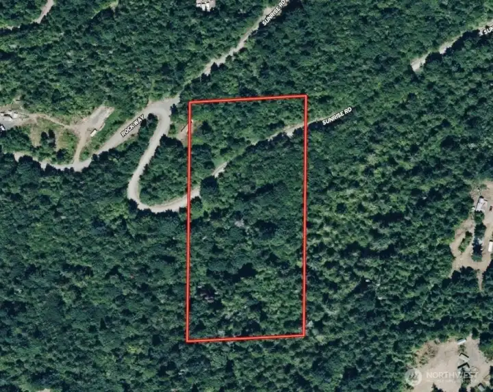 Overhead view with approximate boundaries in red.