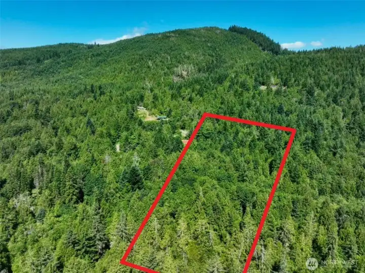 Overhead view with approximate boundaries in red.