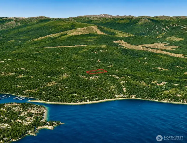 Overhead view with approximate boundaries in red.