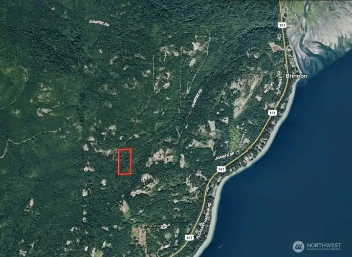 Overhead view with approximate boundaries in red.
