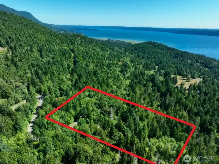 Overhead view with approximate boundaries in red.