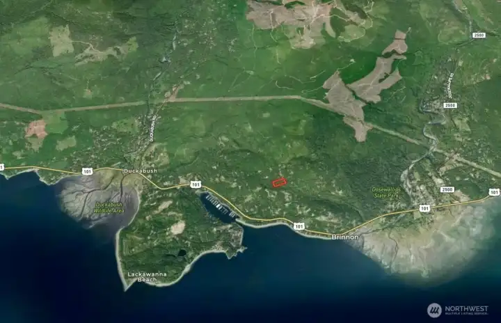 Overhead view with approximate boundaries in red.