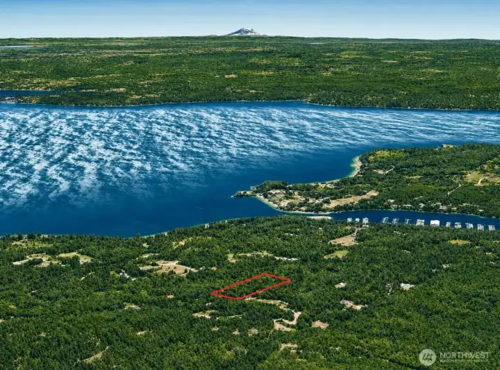 Overhead view with approximate boundaries in red.