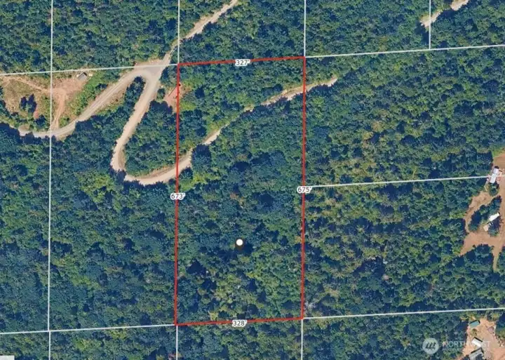 Overhead view with approximate boundaries in red.