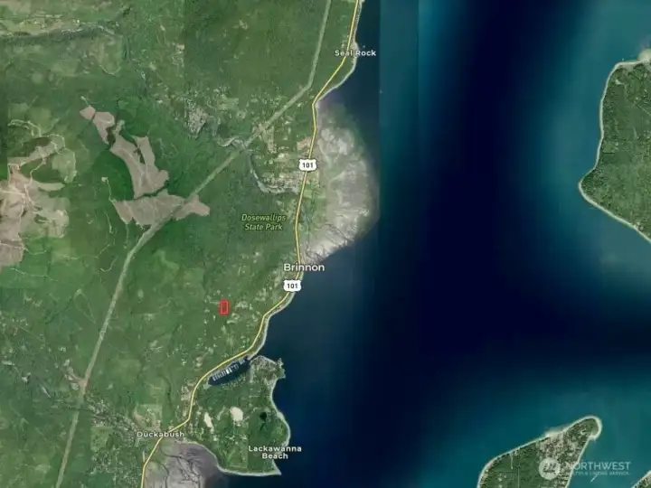 Overhead view with approximate boundaries in red.